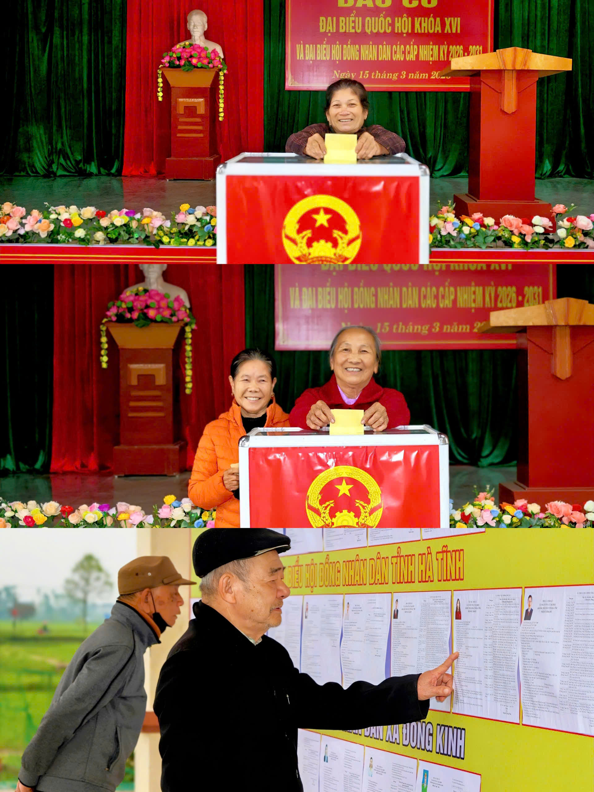 Khoảnh khắc đẹp ngày bầu cử tại xã Đông Kinh